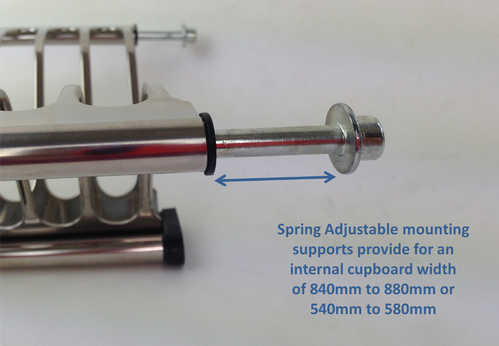 Kitchen cupboard dish storage rack - Adjustable width